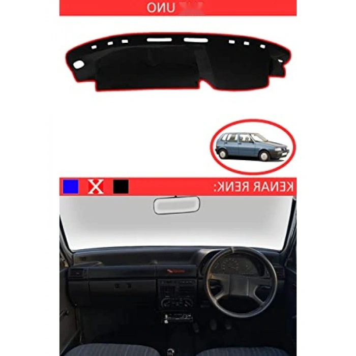 Siyah Torpido Koruma Halısı Kırmızı Kenar Fiat Uno Uyumlu