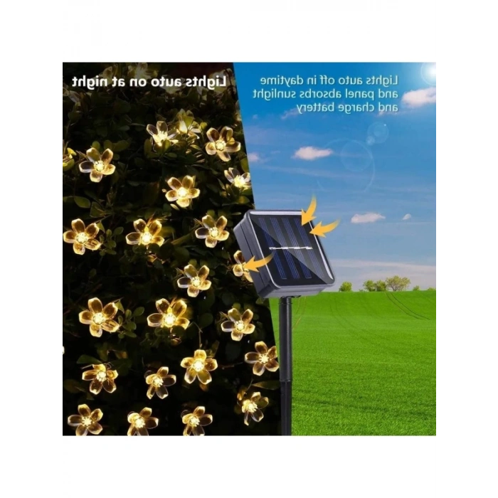 Solar Güneş Enerjili 30 LED Çiçek Zinciri - Su Geçirmez