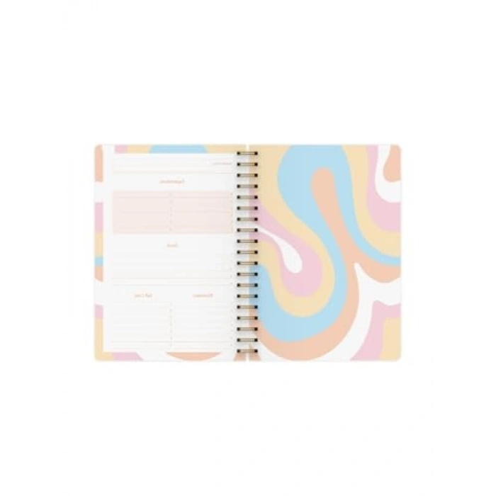 Spiralli Planlayıcı Defter, Lotus Desenli, 17x24 cm
