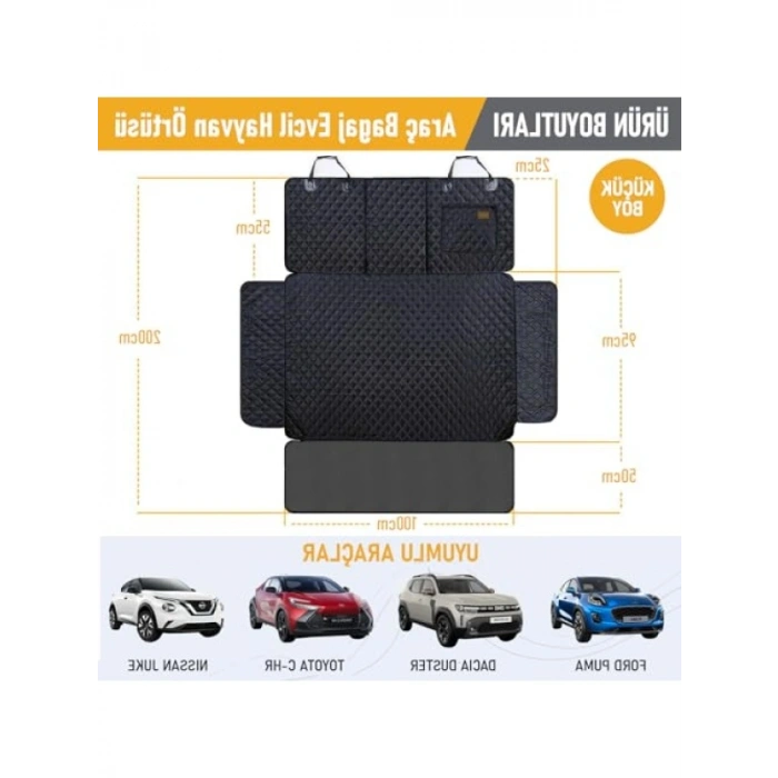 Su Geçirmez Araç Bagaj Örtüsü - Evcil Hayvan Koruma Kılıfı, Gri
