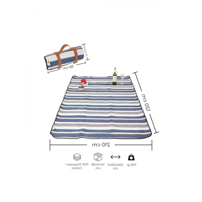 Su Geçirmez Katlanabilir Piknik Örtüsü 1.2X2M Mavi-Beyaz