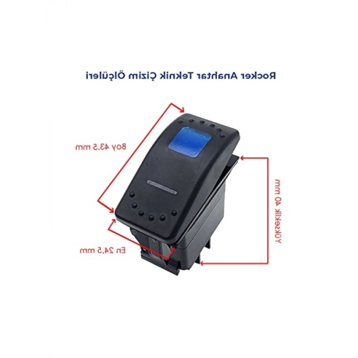 Su Geçirmez LED Işıklı 5 Pin On/Off Anahtar Düğmesi