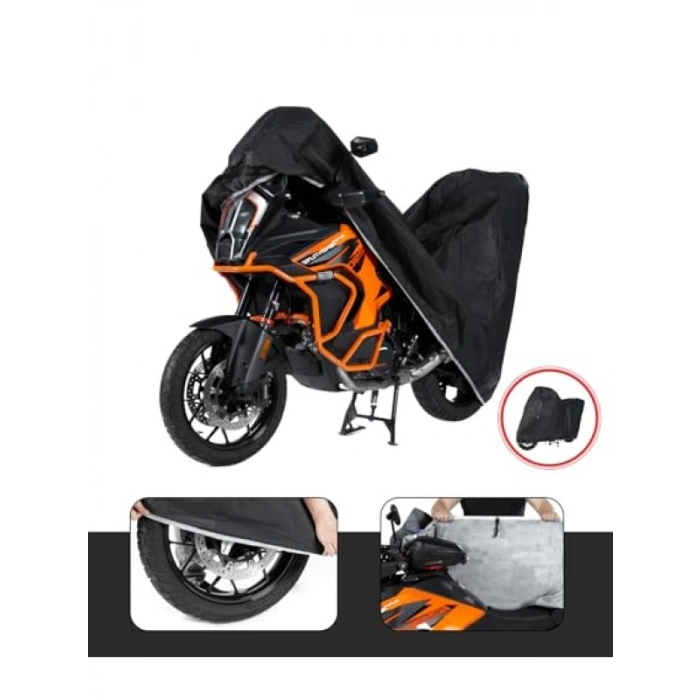 Su Geçirmez Motosiklet Brandası, Miflon Kaplı, Siyah (Medium Topcase)