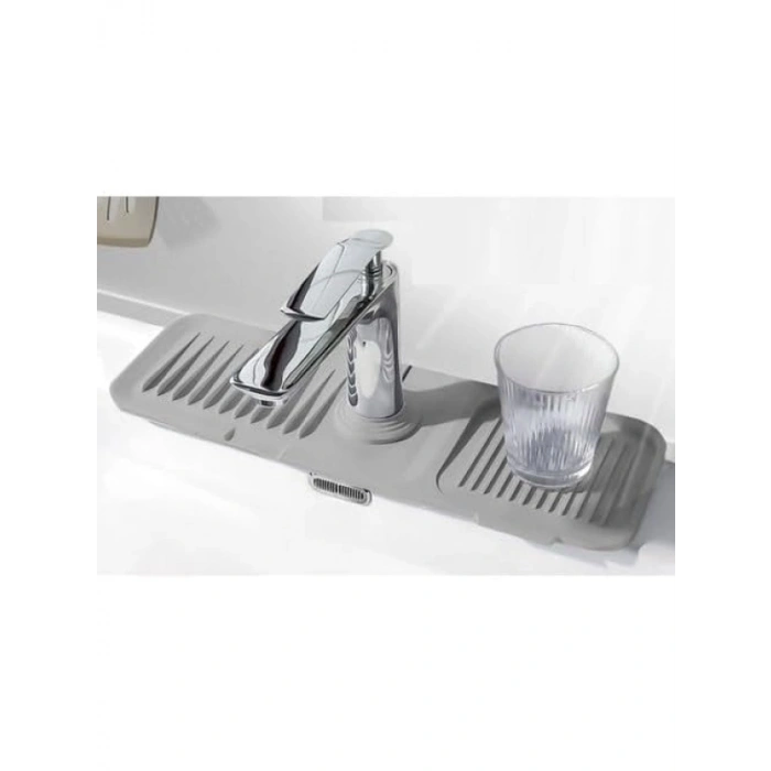 Su Geçirmez Silikon Musluk Matı, Kaydırmaz Taban, Mutfak ve Banyo İçin Organizer