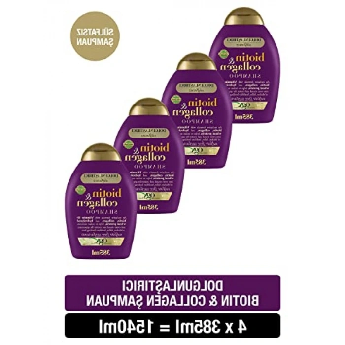 Sülfatsız Biotin & Kolajen Şampuan - Dolgunlaştırıcı Etki, 4 x 385 ml