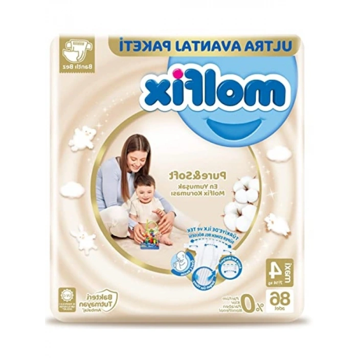 Süper Esnek Bebek Bezi - Pure&Soft Maxi 4 Beden, 86 Adet