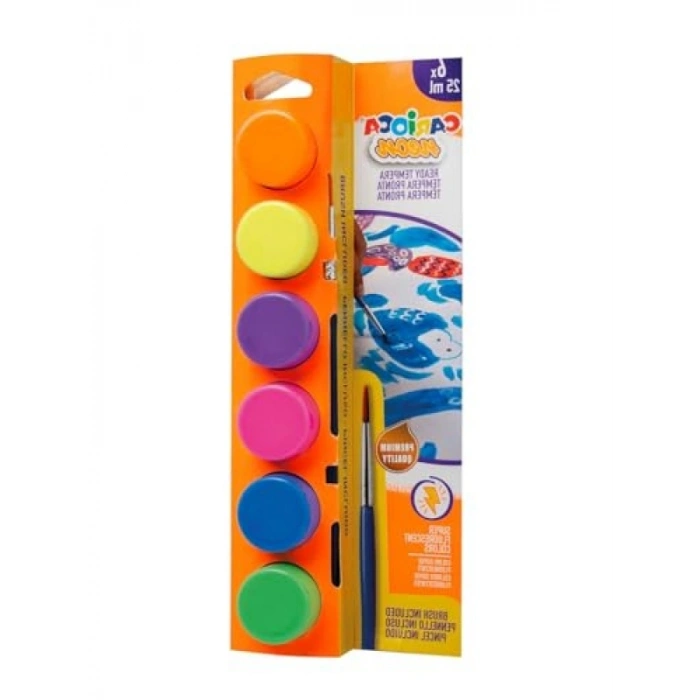 Süper Yıkanabilir Neon Tempera Boya Seti - 6 Renk