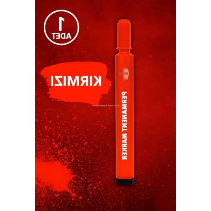 Suya Dayanıklı Alkol Bazlı 3 mm Yuvarlak Uçlu Kalem - Kırmızı