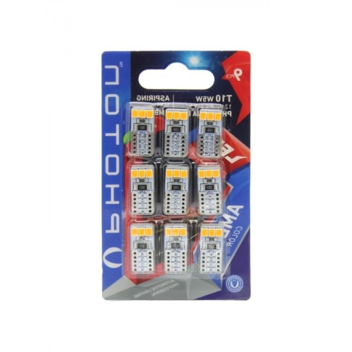 T10 W5W 12V Led Ampul Seti - 9lu Blister, Amber Renk
