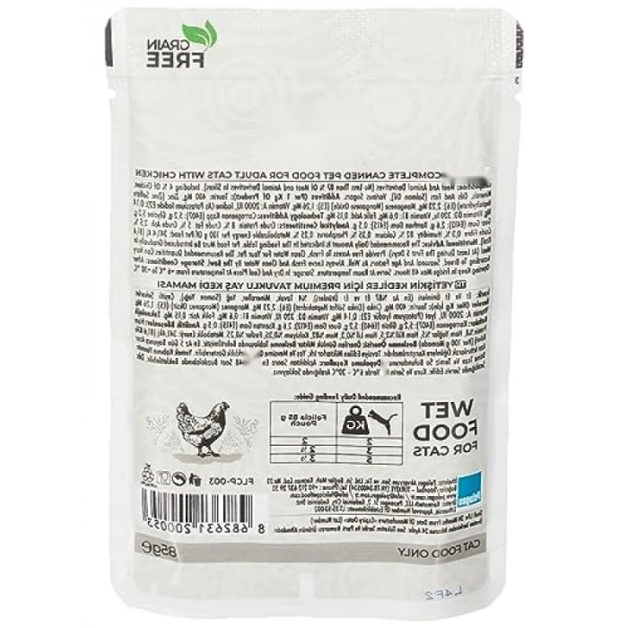 Tahılsız Tavuklu Yaş Kedi Maması (12 x 85 Gr)