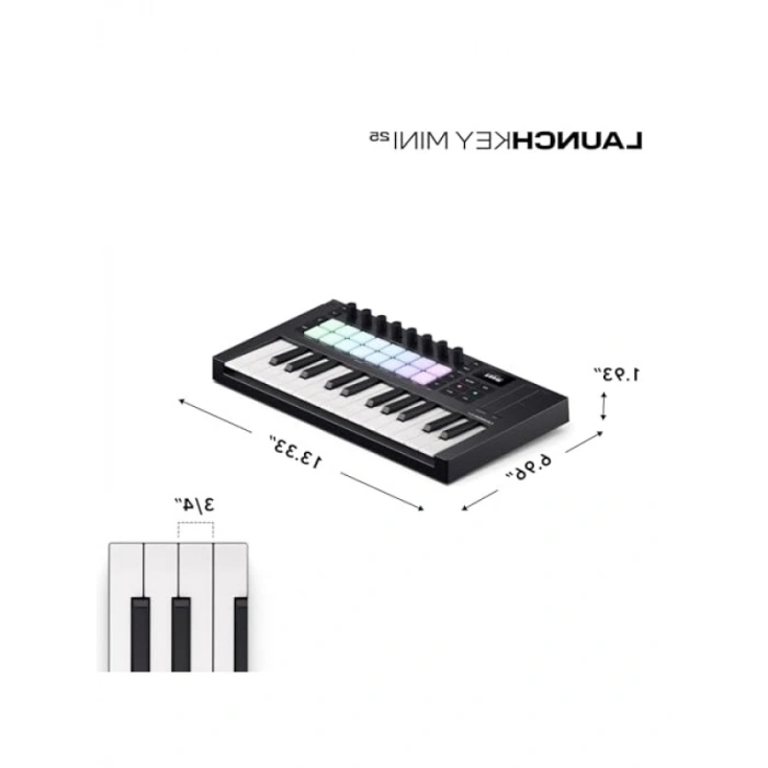 Taşınabilir 25 Mini Tuşlu USB MIDI Klavye Kontrolörü - DAW Entegrasyonu ile
