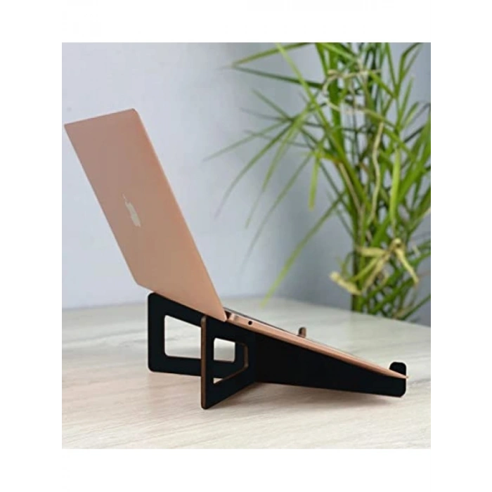 Taşınabilir Ahşap Laptop Standı - Siyah