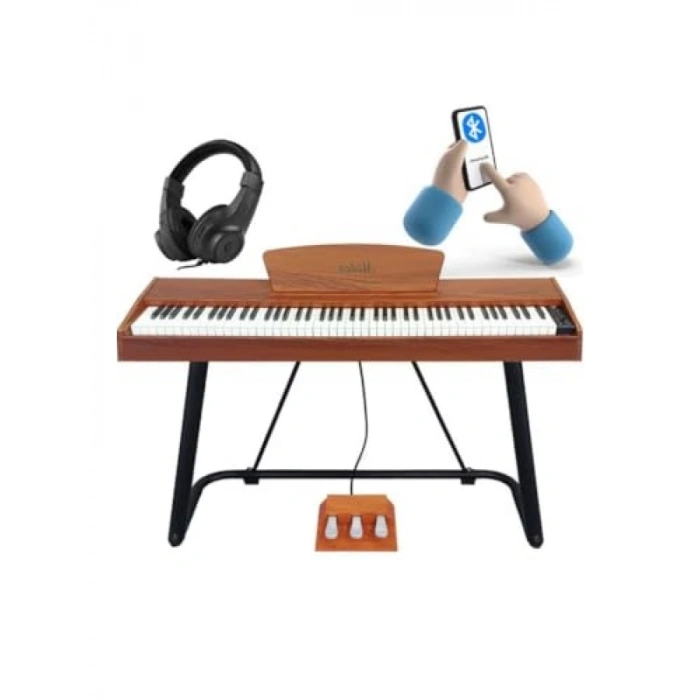 Taşınabilir Dijital Piyano - 88 Tuş, Bluetooth, Stand ve Kulaklık ile