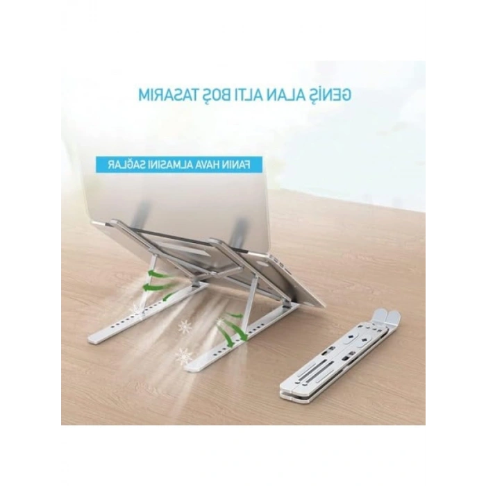 Taşınabilir Laptop Standı – Metal, Kaymaz Taban