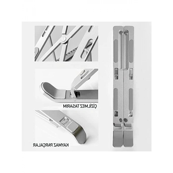 Taşınabilir Metal Dizüstü Bilgisayar Standı - Kaymaz ve Ergonomik Tasarım