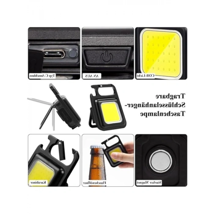 Taşınabilir Mini LED Fener - Çok Fonksiyonlu, Şarj Edilebilir