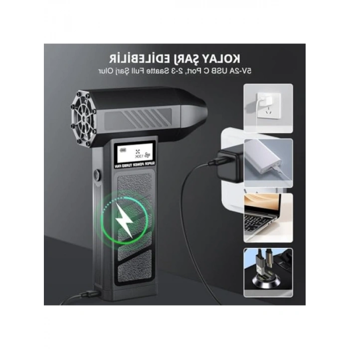 Taşınabilir Turbo Jet Fan, 130.000 RPM, LED Ekran