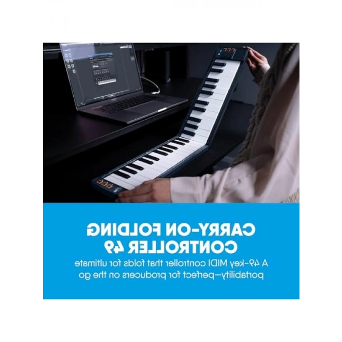 Taşınabilir ve Katlanabilir 49 Tuşlu MIDI Klavye (Siyah)