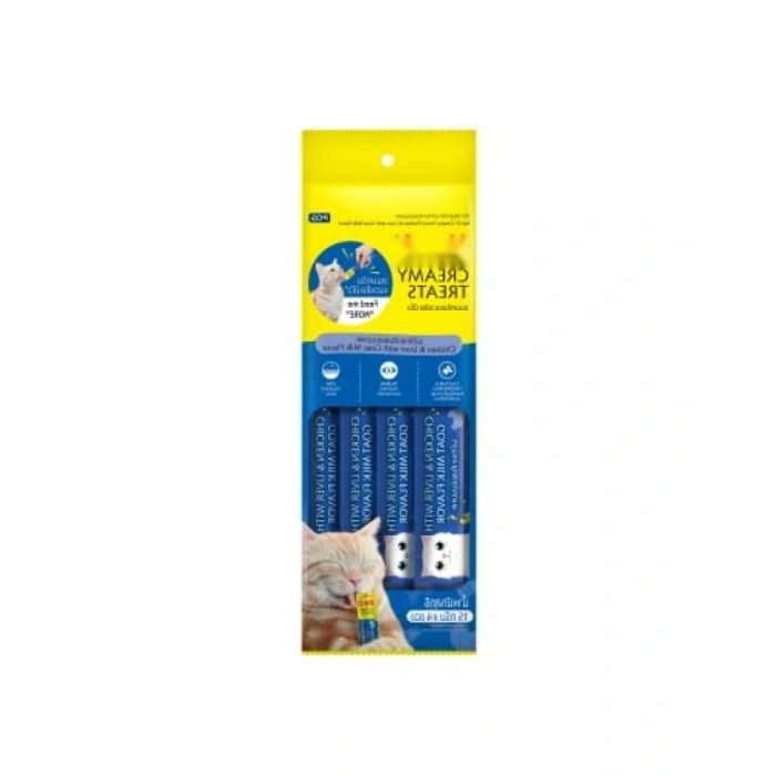 Tavuk ve Ciğer Keçi Sütlü Sıvı Kedi Ödül Maması, 60 gr