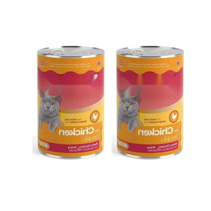 Tavuklu Gravy Soslu Yetişkin Kedi Konservesi, 400 gr, 2li Paket