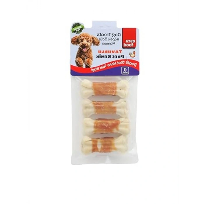 Tavuklu Pres Kemik Ödül Maması, 7 cm, 100 gr, 4lü Paket