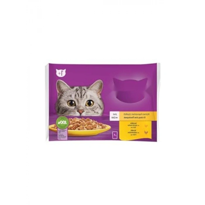 Tavuklu ve Hindili Yetişkin Kedi Konservesi - Jöle İçinde, 4x85 Gr