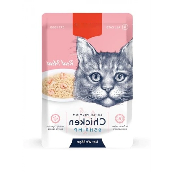 Tavuklu ve Karidesli Yaş Kedi Maması, Pouch 12x85 G