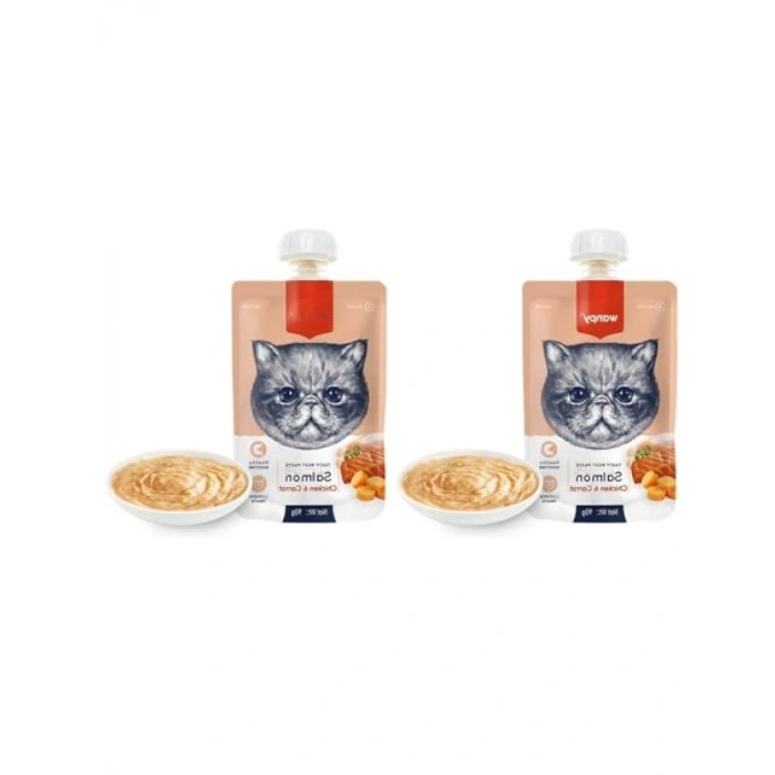 Taze Somon ve Tavuklu Kedi Et Ezmesi 2li Paket 90 Gr