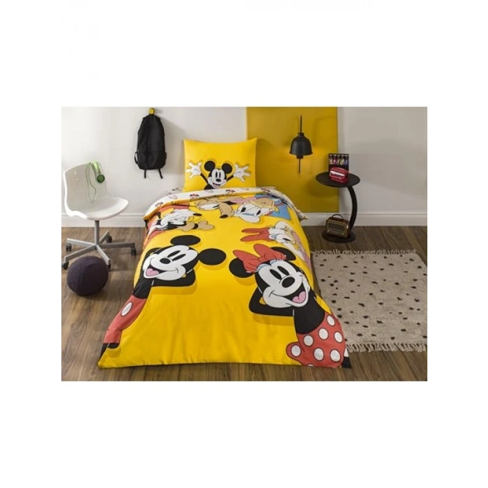 Tek Kişilik Pamuk Nevresim Takımı (Mickey & Friends)