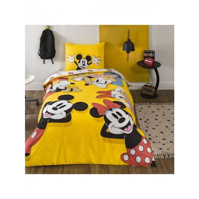 Tek Kişilik Pamuk Nevresim Takımı (Mickey & Friends)