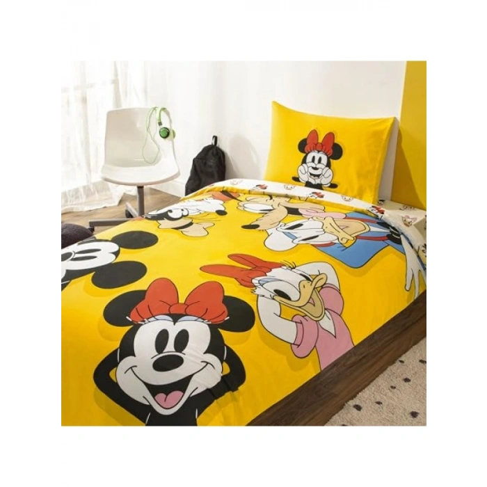 Tek Kişilik Pamuk Nevresim Takımı (Mickey & Friends)