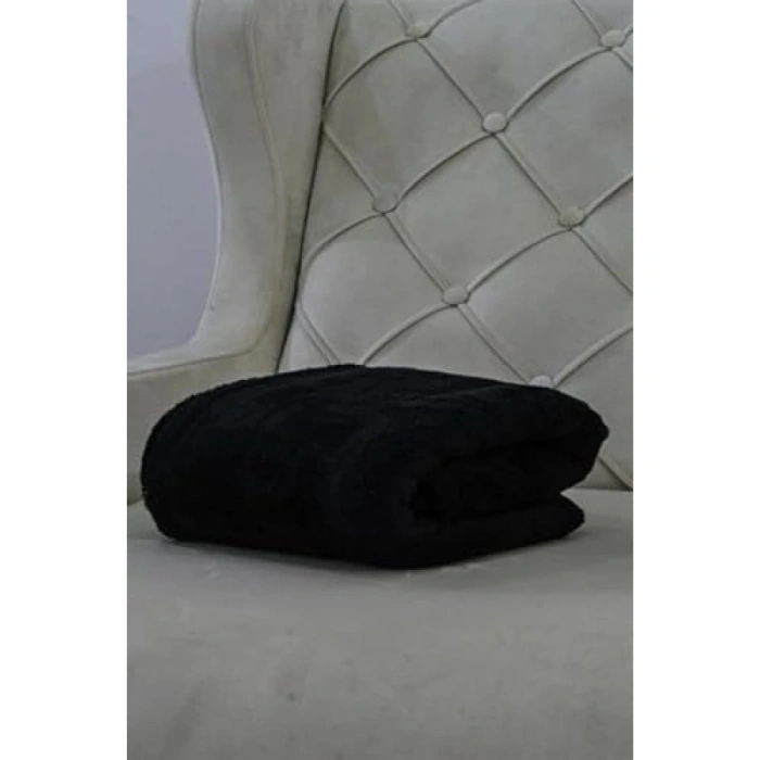 Tek Kişilik Siyah Peluş Polar Battaniye 170x230 cm