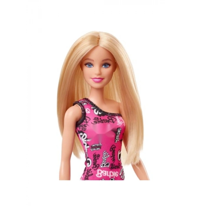 Tek Omuzlu Pembe Elbise ile Barbie Bebek