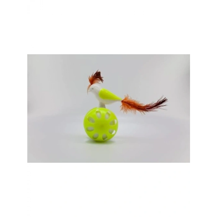 Tekerlekli Hacıyatmaz Kuş Kedi Oyuncağı (Limon Yeşili)