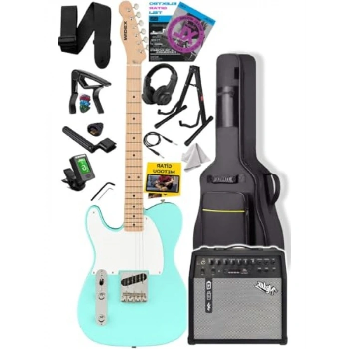 Tele Kasa Maple Klavye ve 50W Amfili Elektro Gitar Seti