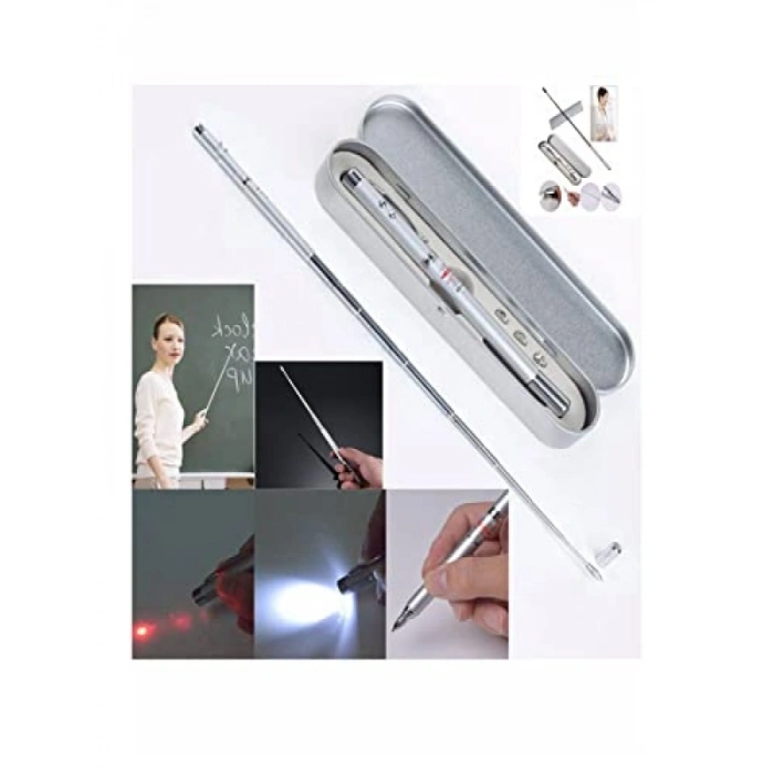 Teleskopik Metal Mıknatıslı Pointer Kalem - Kırmızı Işıklı