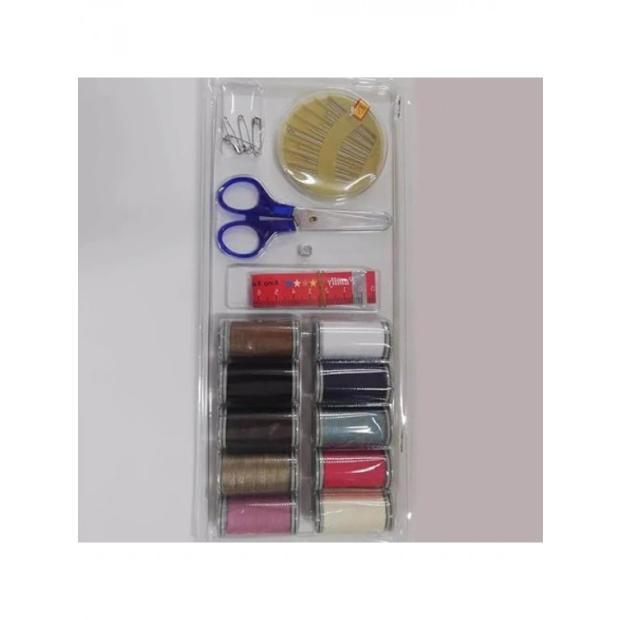 Temel Dikiş Seti, 10 Renkli İplik ve Aksesuarlar İçeren Mini Set
