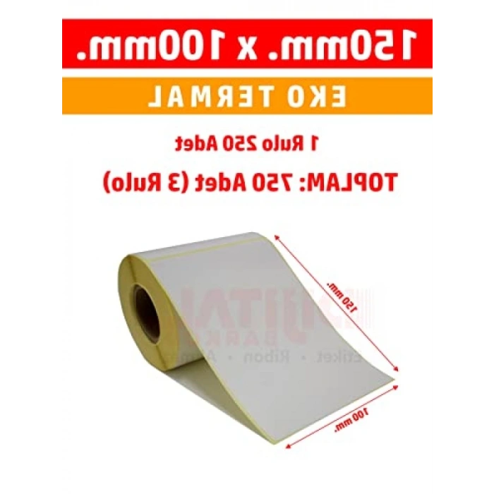 Termal Barkod Etiketi 150x100 mm, 250 Adet Rulo