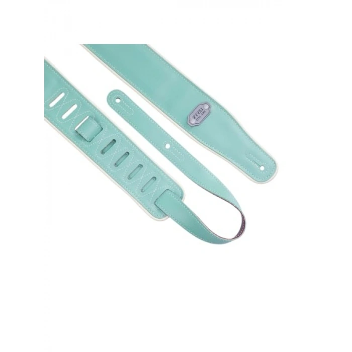 Ters Çevrilebilir Vinil Gitar Kayışı - Bordo ve Deniz Köpüğü