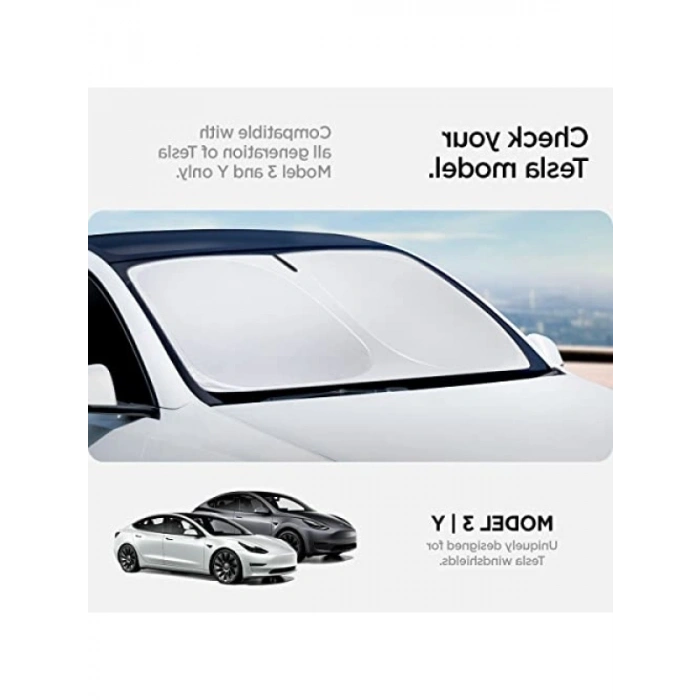 Tesla Model Y ve Model 3 için Katlanır Ön Cam Güneşlik