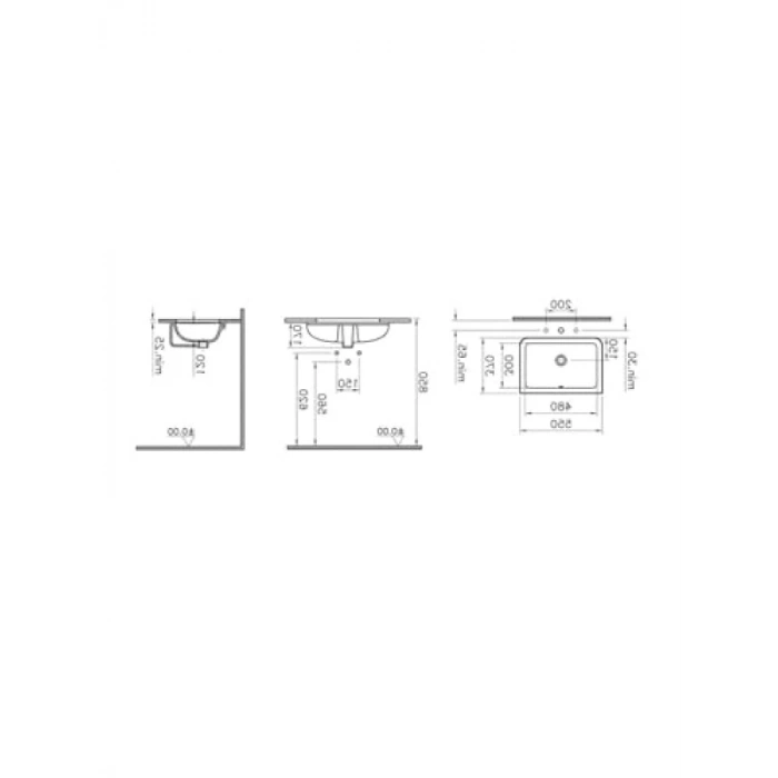 Tezgah Altı Lavabo, 48 cm, Beyaz