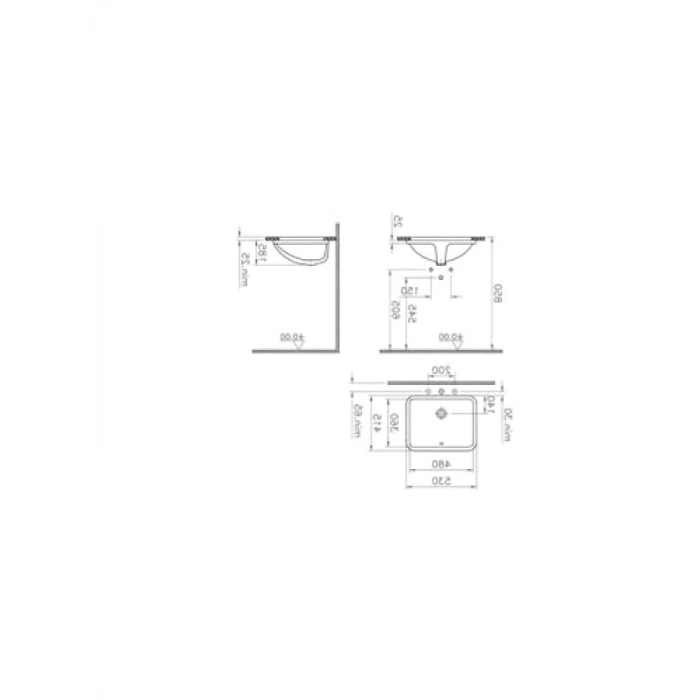 Tezgah Altı Lavabo, 48 cm, Beyaz Renk