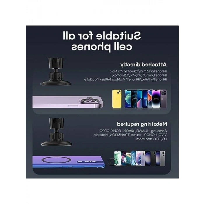 Titreşim Önleyici 360° Dönebilir Araç Telefonu Tutucu - Mıknatıslı