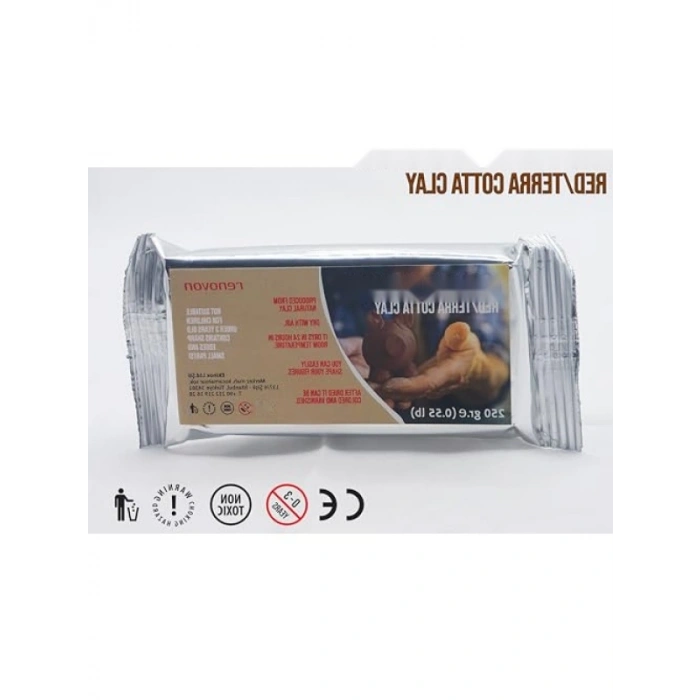 Toksik Olmayan Kırmızı Seramik Kil Hamuru - 250 gr Hava ile Kuruyan
