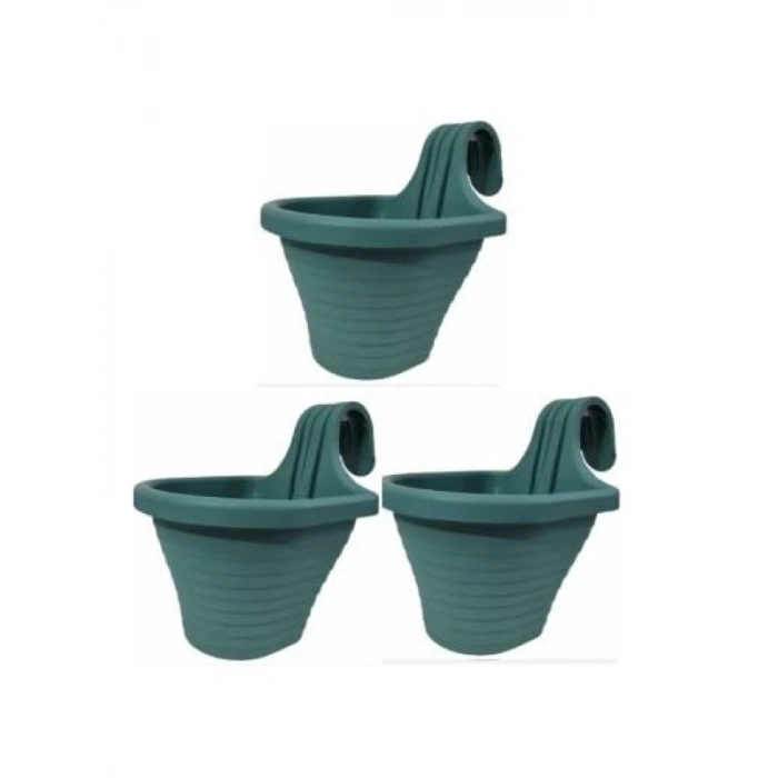 Tom1 Askılı Balkon Saksı Seti, 20 cm, 3 Litre, 3 Adet