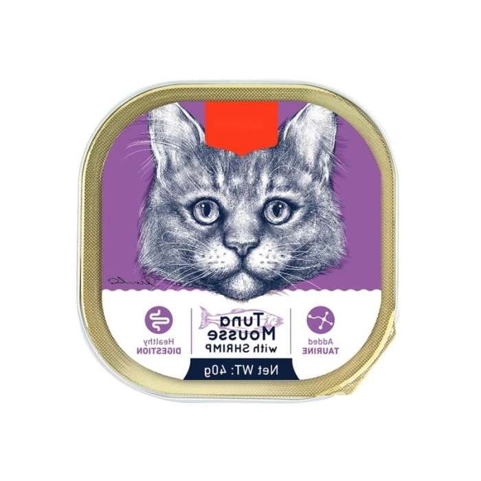 Ton Balıklı ve Karidesli Yaş Pate Kedi Maması, 40 Gr (6 Adet)
