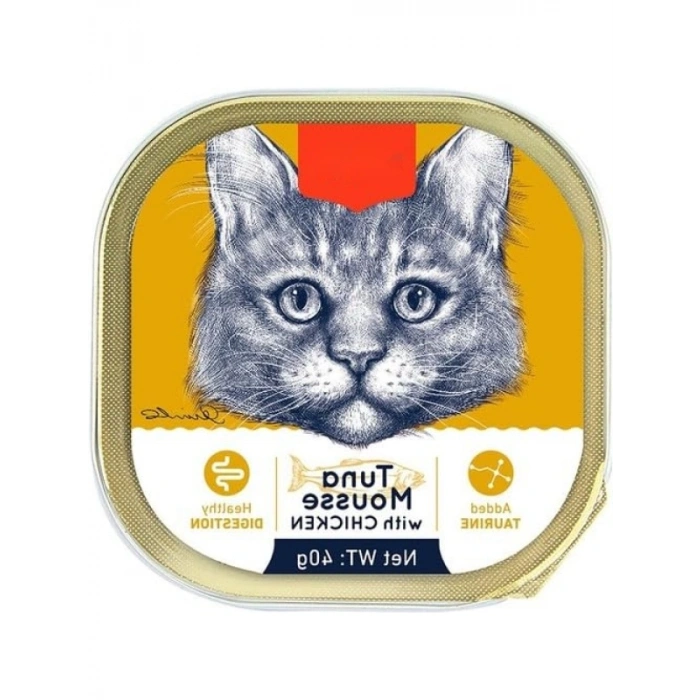 Ton Balıklı ve Tavuklu Yaş Pate Kedi Maması, 40 Gr x 6 Adet