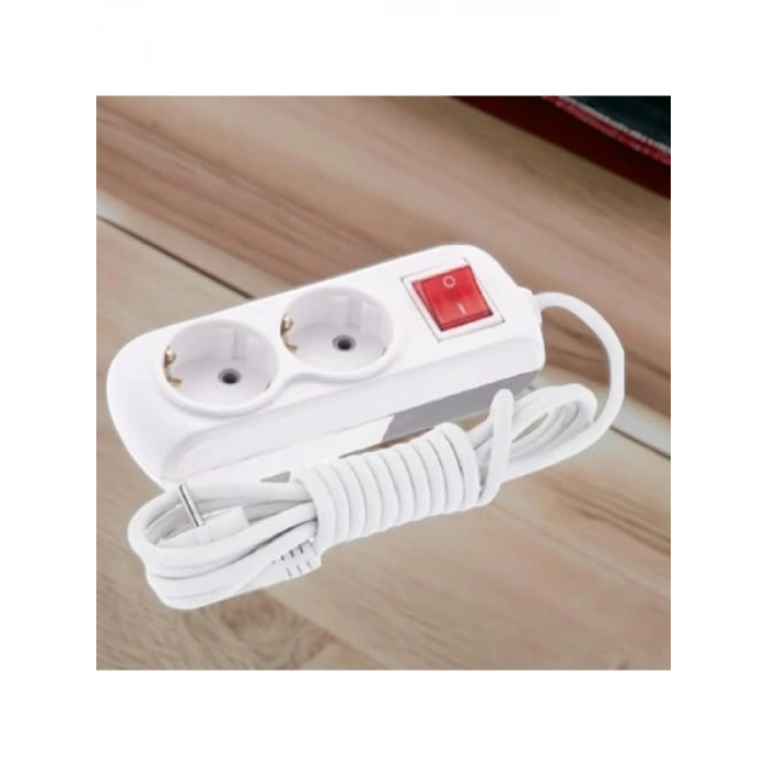 Topraklı Anahtarlı Çoklu Kablolu Uzatma Prizi, 1 Metre