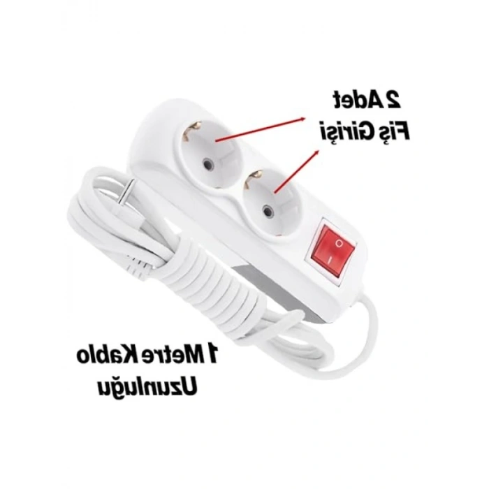 Topraklı Anahtarlı Çoklu Kablolu Uzatma Prizi, 1 Metre