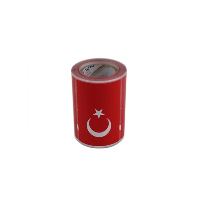 Türk Bayrağı Etiketi, Kuşe Rulo, 90mm x 60mm, 300 Adet